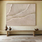 Beige Textured Fabric - Like Minimalist Painting On Canvas DKS095