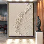 “Textured White Wave” - White Abstract Minimalist Painting On Canvas PS0681