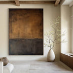 Brown and Black with Divided Textures "Earth and Shadow" Abstract Painting On Canvas PS1363