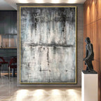 “Grey - Blue Abstract Muted Scene” - Serene Abstract Painting On Canvas PS0296