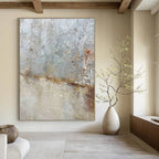 “Textured Gray and Rust Abstract” - Abstract, Industrial - Toned Painting On Canvas PT1508