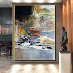 “Colorful Abstract Dynamic Lines” - Energetic Abstract Painting On Canvas PS0341