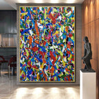 Explosive Color Splashes, "Rainbow Chaos" – Action - Painting Abstract On Canvas PS0899