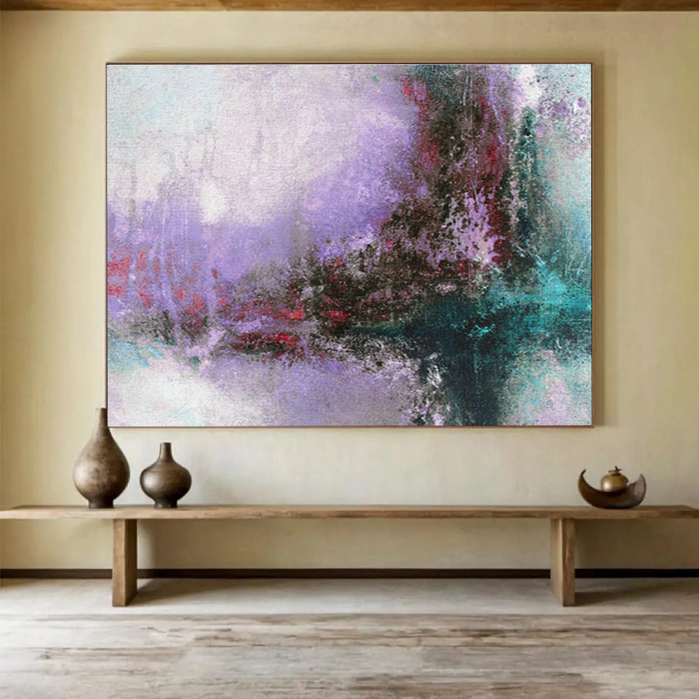 Pastel Purple - Teal Abstract - Dreamy Impressionistic Painting On Canvas DKS380