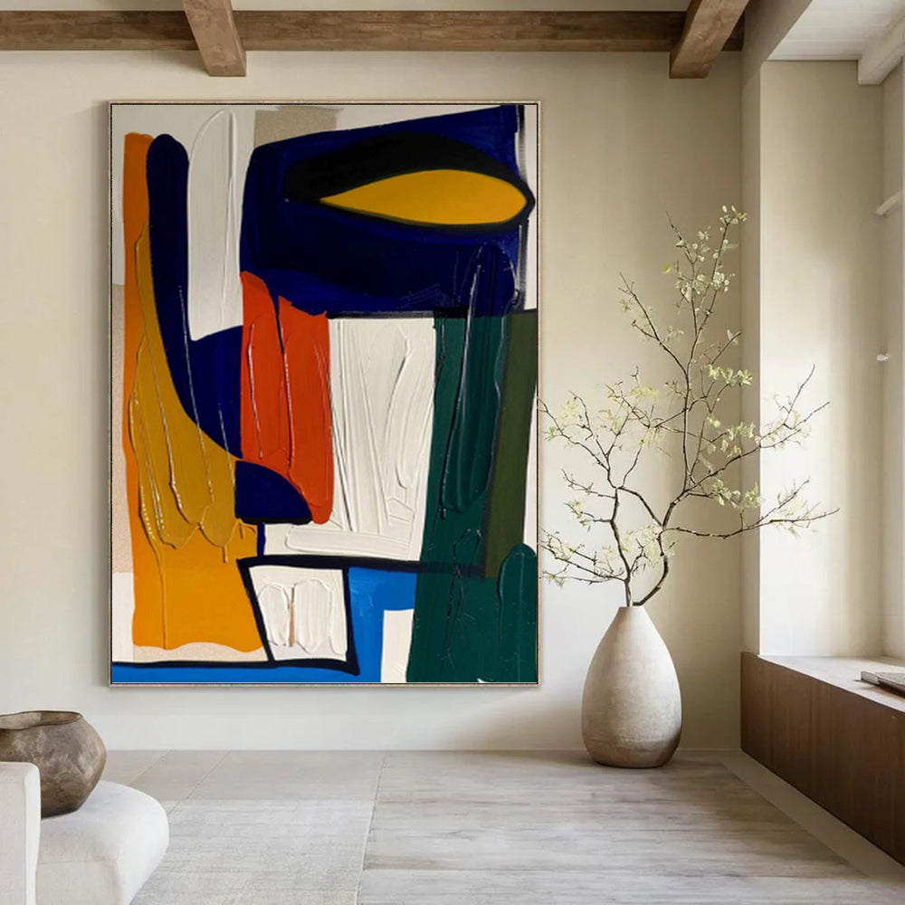 “Bold Color Block Composition” - Abstract Expressionist Painting On Canvas PT1187