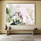 “Pastel Pink and Orange Abstract Landscape” - Ethereal Landscape Painting On Canvas PT119