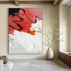 “Red - Black Abstract Splashes” - Abstract Expressionist Painting On Canvas PT1290