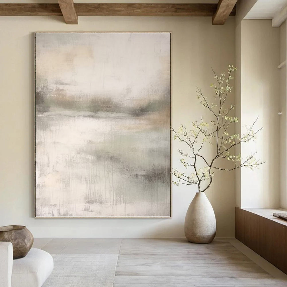 “Soft Gray Abstract” - Abstract, Subtle - Toned Painting On Canvas PT1668