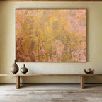 Gold & Pink Textured Abstract Painting On Canvas DKS022