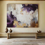 “Purple And Gold Abstraction” - Opulent Abstract Painting On Canvas DKS508