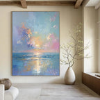 “Colorful Sunset Over the Sea” - Impressionistic Oil Painting On Canvas PT2202