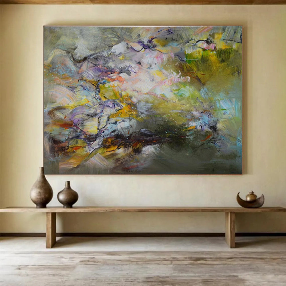 Color Swirl Abstract: Expressive & Colorful Painting for Bohemian Café & Art Studio Break Area DKS658