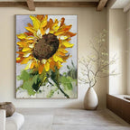 “Textured Sunflower Painting” - Impasto Oil Painting On Canvas PT2199