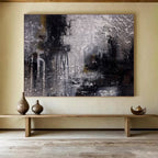 “Abstract Cityscape in Gray” - Abstract, Urban - Styled Painting On Canvas DKS009