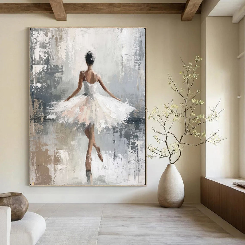 “Ballerina in White” - Impressionistic Oil Painting On Canvas PT2174