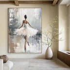 “Ballerina in White” - Impressionistic Oil Painting On Canvas PT2174