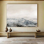 “Minimalist Gray and White Abstract Horizon” - Calm Abstract Painting On Canvas PT136