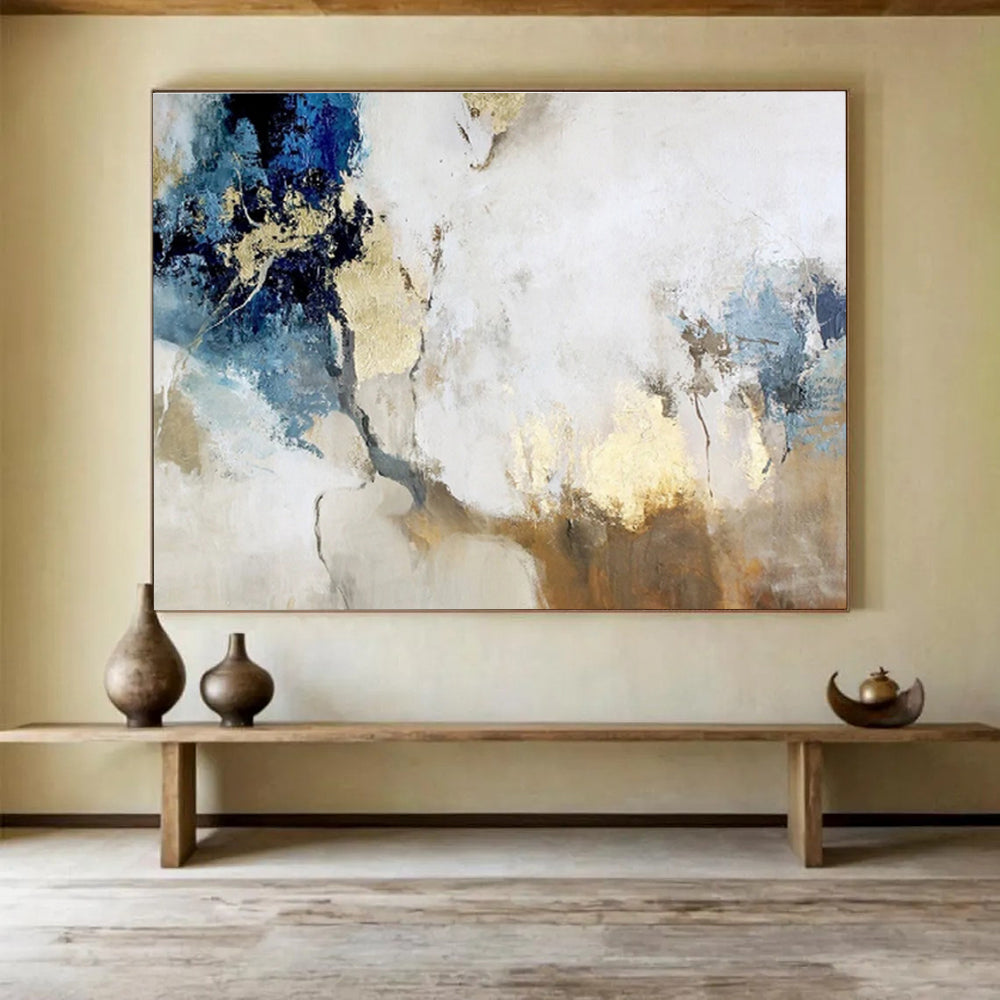 “Blue And Gold Revisited” - Abstract Painting On Canvas DKS509
