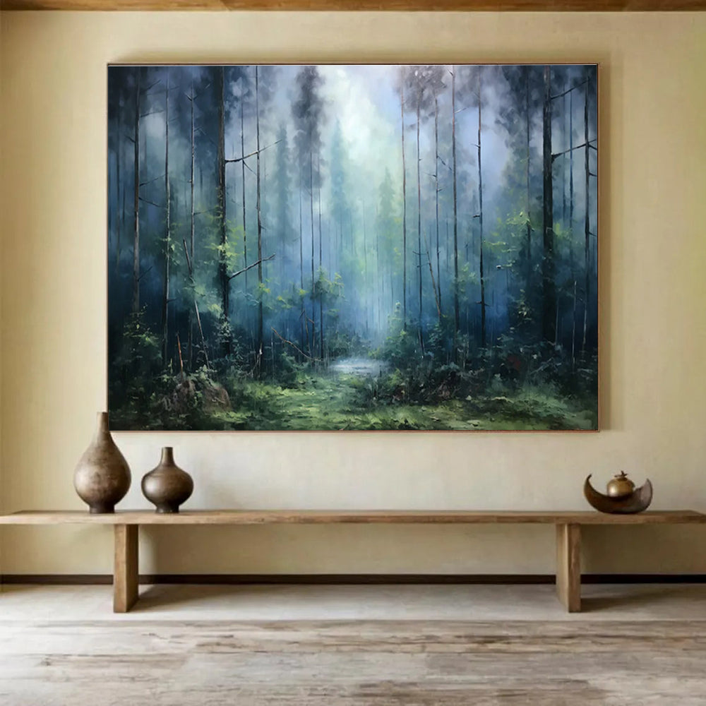“Misty Forest Landscape” - Realistic Oil Landscape Painting On Canvas DKS869