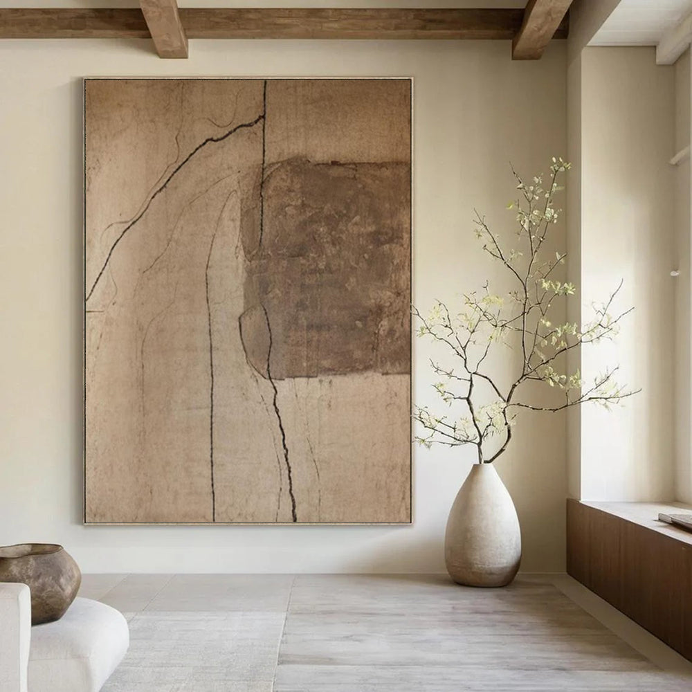 “Brown Cracked Abstract” - Abstract, Textured - Styled Painting On Canvas PT1661