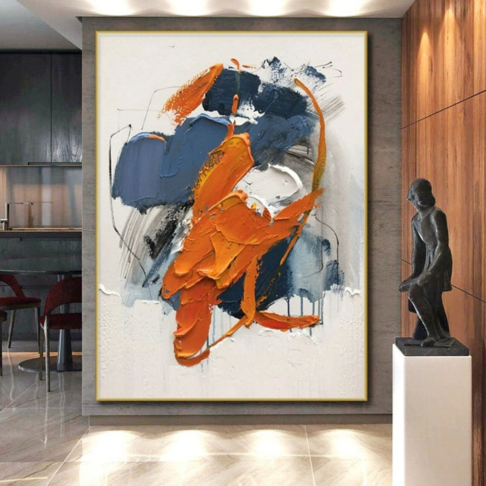 “Blue - Orange Abstract” - Blue, Orange Abstract Expressionist Painting PS0613