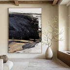 “Monochrome Depth” - Dark Gray & Light Beige Contrast Painting On Canvas DS202