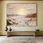 “Repeated Textured Landscape” - Impasto Seascape Painting On Canvas DKS460