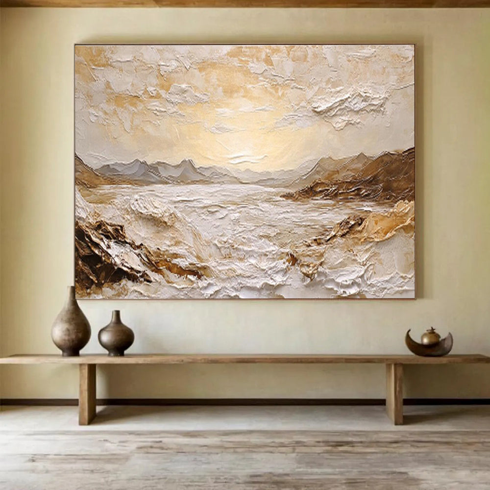 “Repeated Textured Landscape” - Impasto Seascape Painting On Canvas DKS460