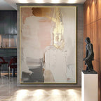 “Pink - Beige - Gold Abstract” - Soft Abstract Painting On Canvas PS0092