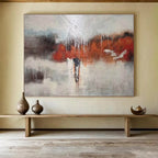 “Red - Grey Dripping Emotion” Abstract Painting On Canvas DKS299