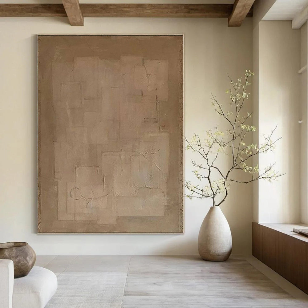 “Neutral Geometric Abstraction” - Minimalist Abstract Painting On Canvas DS334