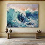 Turquoise Tide - Impasto Sea Oil Painting, Ideal for Coastal Bedroom & Patio DKS679
