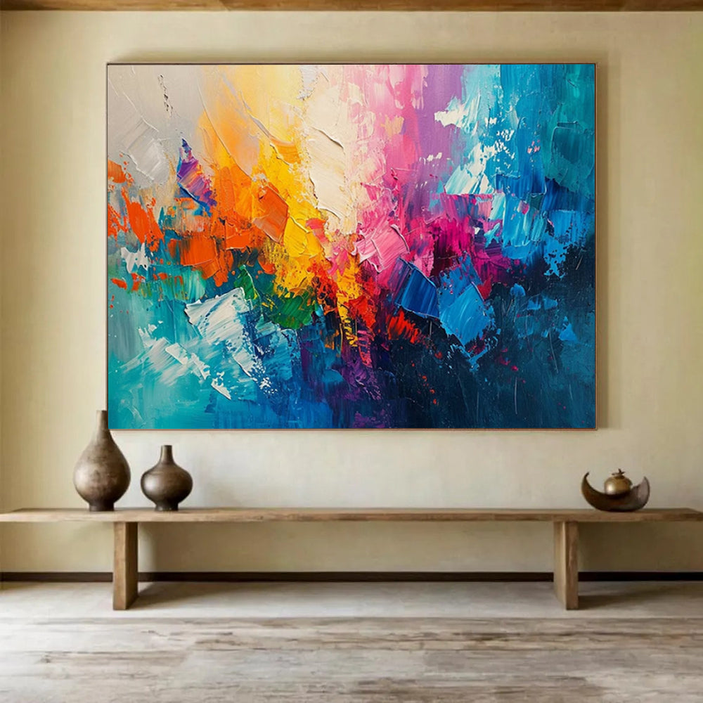 “Colorful Abstract Strokes” - Bold Color “Rainbow Burst” Painting On Canvas PT1643