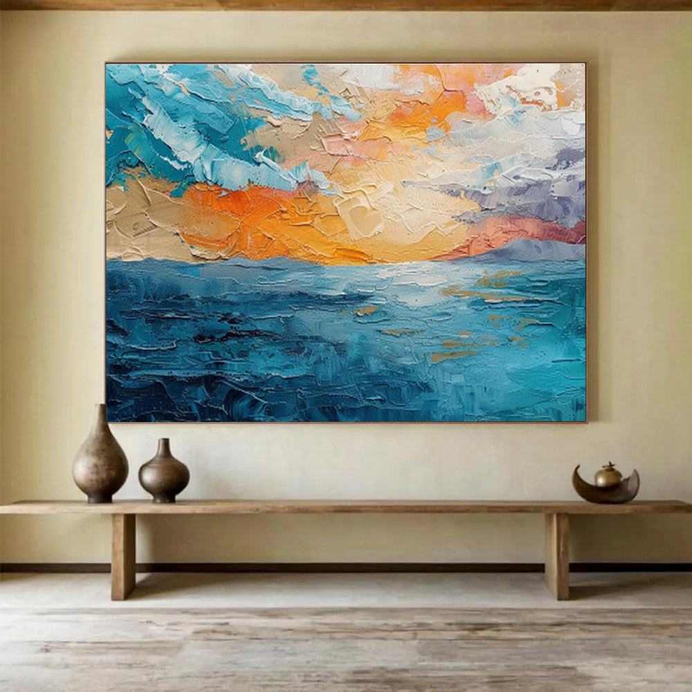 “Textured Sea Sunset” - Impasto Seascape Painting On Canvas DKS503