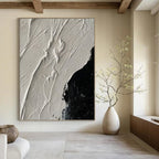 “Black - White Textured Abstract” - Minimalist Abstract Painting On Canvas PT1328
