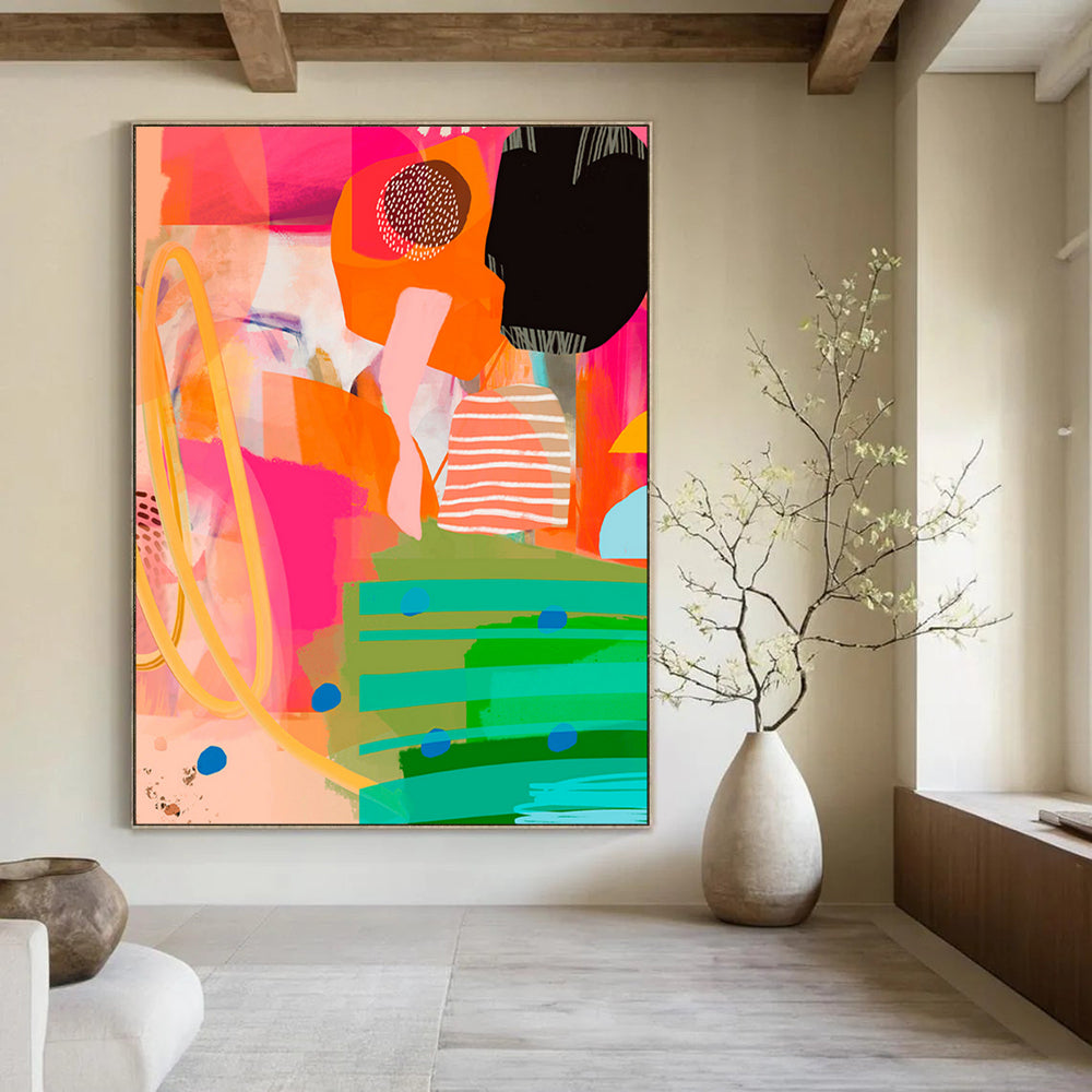 “Colorful Abstract Layered Collage” - Contemporary Abstract Painting On Canvas PT2010