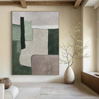 Green, Gray, Purple, White with Geometric Shapes "Muted Geometry" Abstract Painting On Canvas PS1434