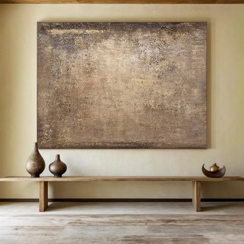 “Bronze - Brown Textured Field” - Rustic Charm Painting On Canvas PT1520