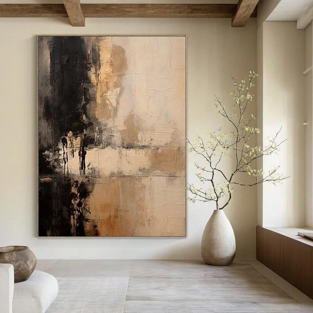 Muted Tones Abstract Landscape - Softly Blended Earthy Shades Painting On Canvas PS1217