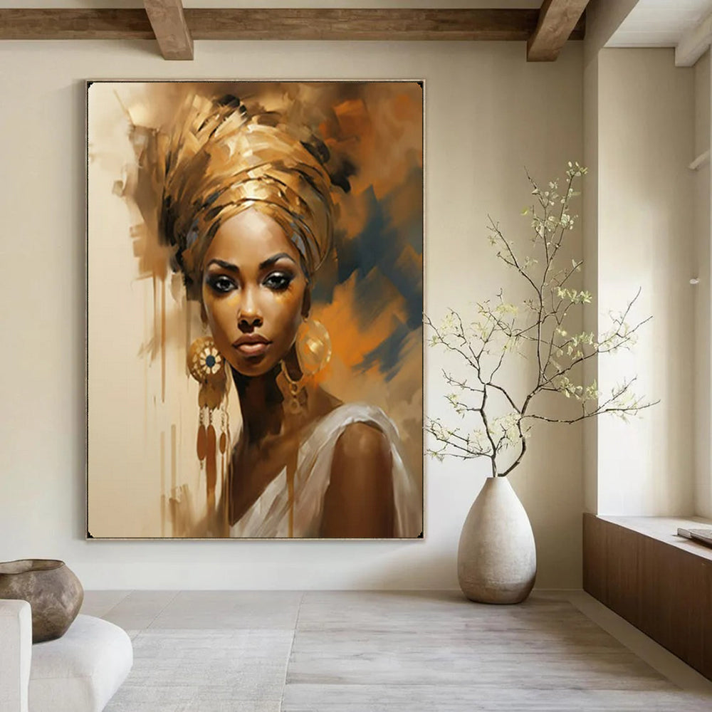 Golden Grace Warm - Toned Portrait, Painting On Canvas PT2159