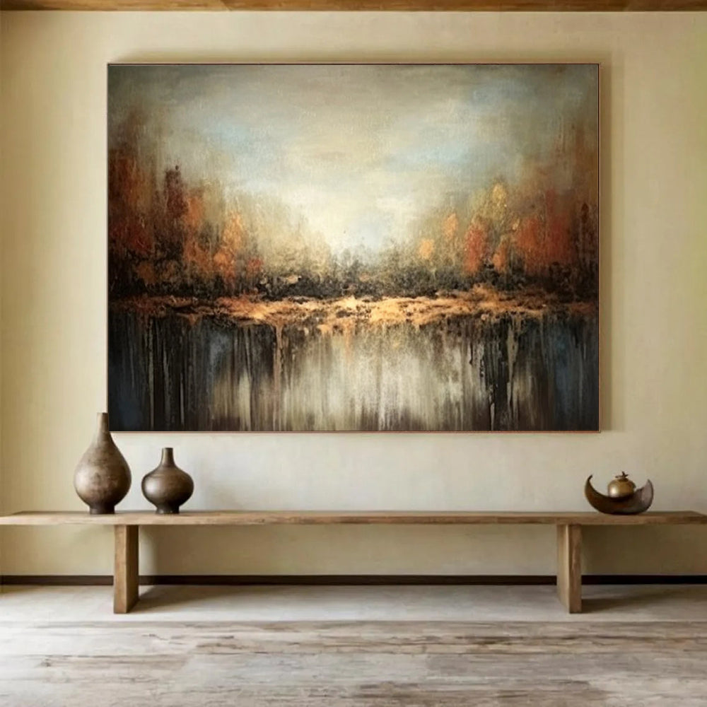 “Misty Forest Reflection” - Atmospheric Landscape Painting On Canvas PT060