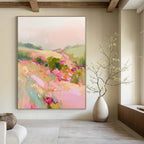 “Blush - Toned Floral Abstract Field” - Impressionist Abstract Painting On Canvas PT2012