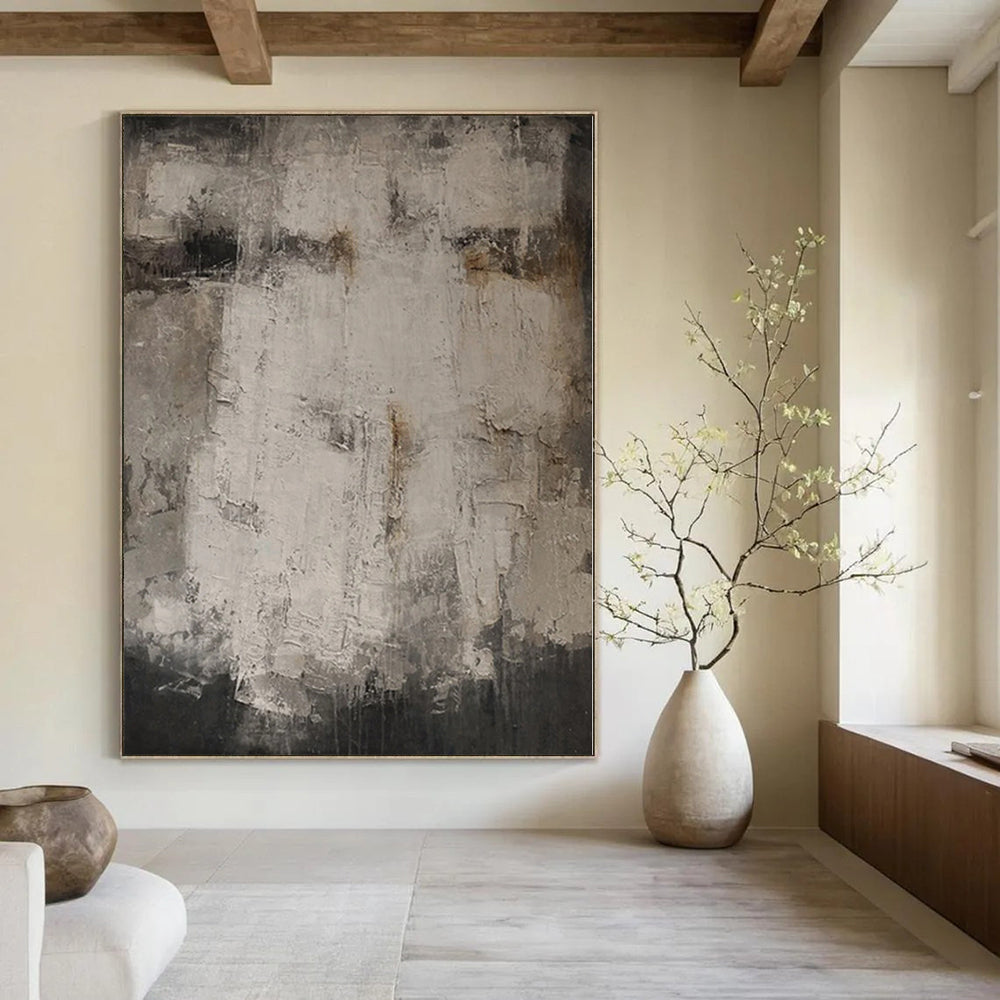 “Gray - Brown Textured Rustic” - Industrial Abstract Painting On Canvas PS0126