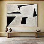 “Monochrome Geometric Abstraction” - Abstract Painting on Canvas, Suits Studio & Hallway DKS582