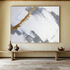 “Gold - Gray - White Geometric Abstract” - Golden - Gray Abstract Painting On Canvas PT1568