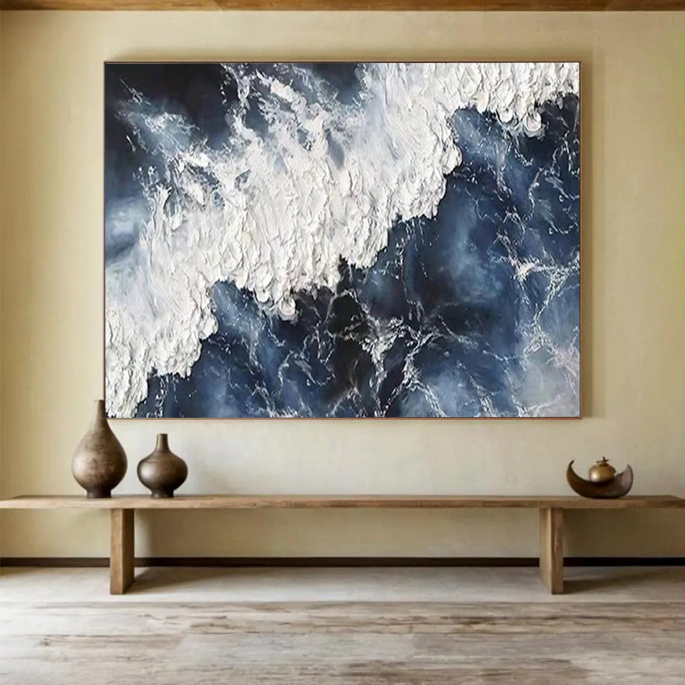 “Textured Ocean Waves” - Impasto Seaside Painting On Canvas PT250