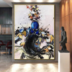 “Colorful Dynamic Figure” - Multicolor Abstract Figure Painting On Canvas PS0544