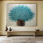 “3D Blue Blossom Tree” - Sculptural Floral Painting On Canvas PT213