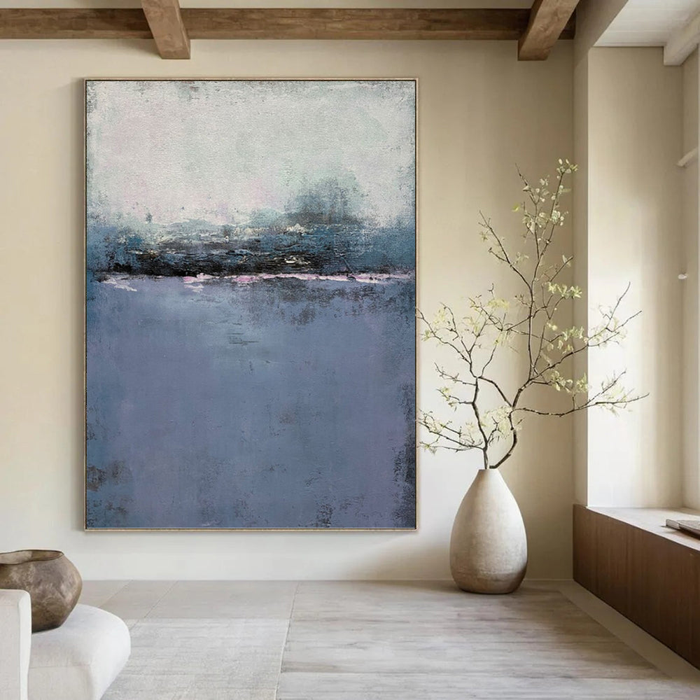 “Blue - Purple Abstract Horizon” - Impressionist Abstract Painting On Canvas PT1224