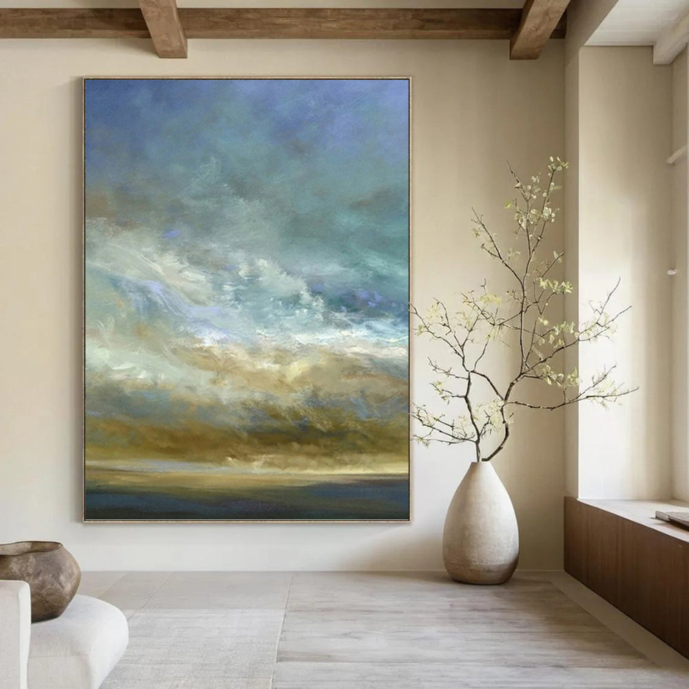 “Sky and Sea: Soft Tones Landscape” - Serene Impressionistic Art On Canvas PT0953